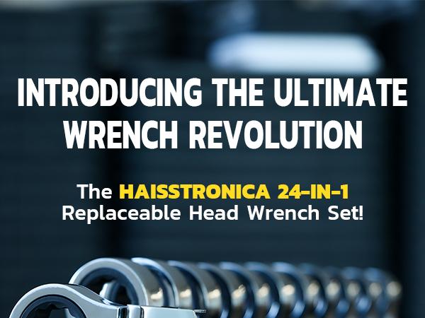 haisstronica 12 in 1 Interchangeable Heads Ratcheting Combination Wrench Set, 8-19mm Metric Flex Head Ratchet Wrench Tool for Auto, Tools for Men Gift,Father's Day Gift