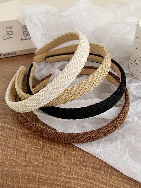 4pcs 38cm/14.96in Circumference Women's Wide Knitted Headband, Solid Color, Fashionable, Versatile, Minimalist Style, Suitable For Daily Wear, Washing Face, Makeup, Outfit Matching, Autumn/Winter Headbands Women