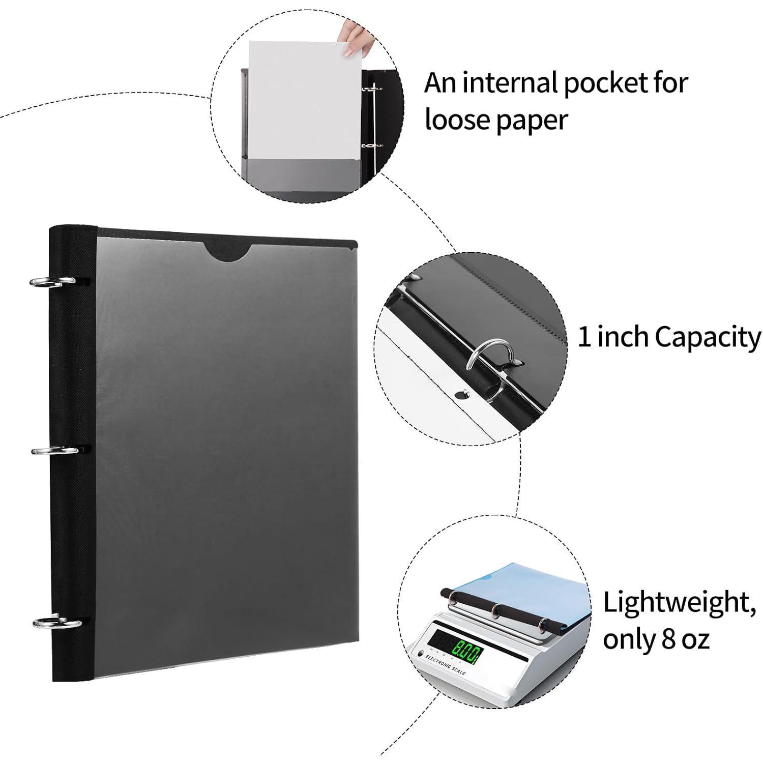 360  Pivotable Binder, Upgraded 3 Ring Binder 1 inch, Flexible Binders 3 Ring, Foldable Three Ring Binders- Black