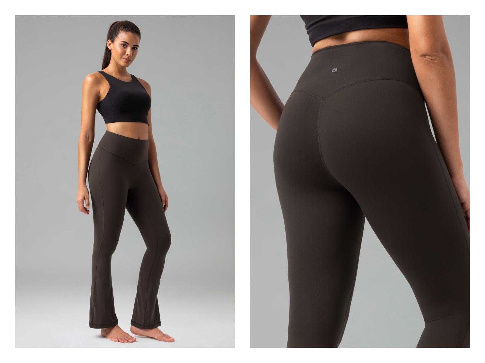 Colorfulkoala Women's No Front Seam 27.5" Mini Flare Pants High-Waisted Seamless Front Dreamlux Fabric Yoga Casual Wear