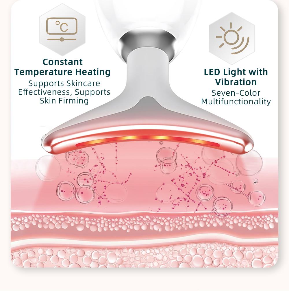 LixZyvo 7-Color LED Beauty Device with Advanced Beauty Technology & Soothing Thermal Care, Dolphin-Inspired Face & Neck Massager, Vibration Massage, Smart Skin-Touch Sensor