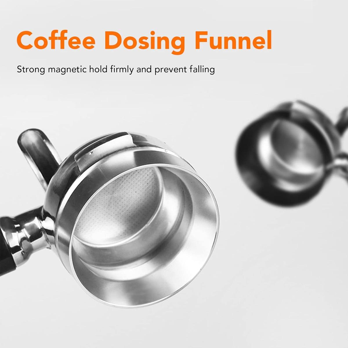 51/53/58mm Espresso Dosing Funnel with Magnetic Design, Precision Italian Coffee Handle Powder Dial Ring, Essential Coffeeware Accessories