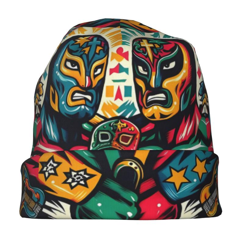 Mexican Wrestling Spring and Autumn Soft Hat Sports Hoodie Breathable Fitness Knitted Hat Warm Running Fashion Printed Graphic Hat Outdoor Sports Elastane BIIHUDU Brand