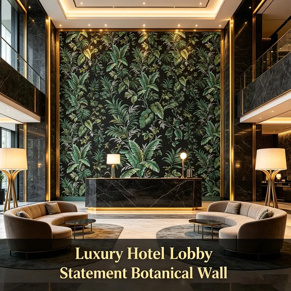 Vintage Tropical Rainforest Peel-Off Vinyl Wallpaper, Peel And Stick Wallpaper, Background Jungle Leaves, Self-Adhesive Wall Decor for, Bedroom, Living Room, Restaurant, Hotel Lobby, Luxury Corridor