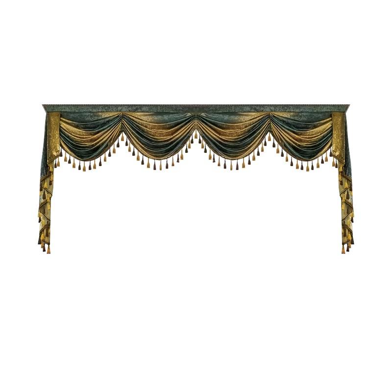 European Luxury Ink Curtain Header, Customizable Floor-To-Ceiling Window Drapery, American Vintage Style Decorative Curtain