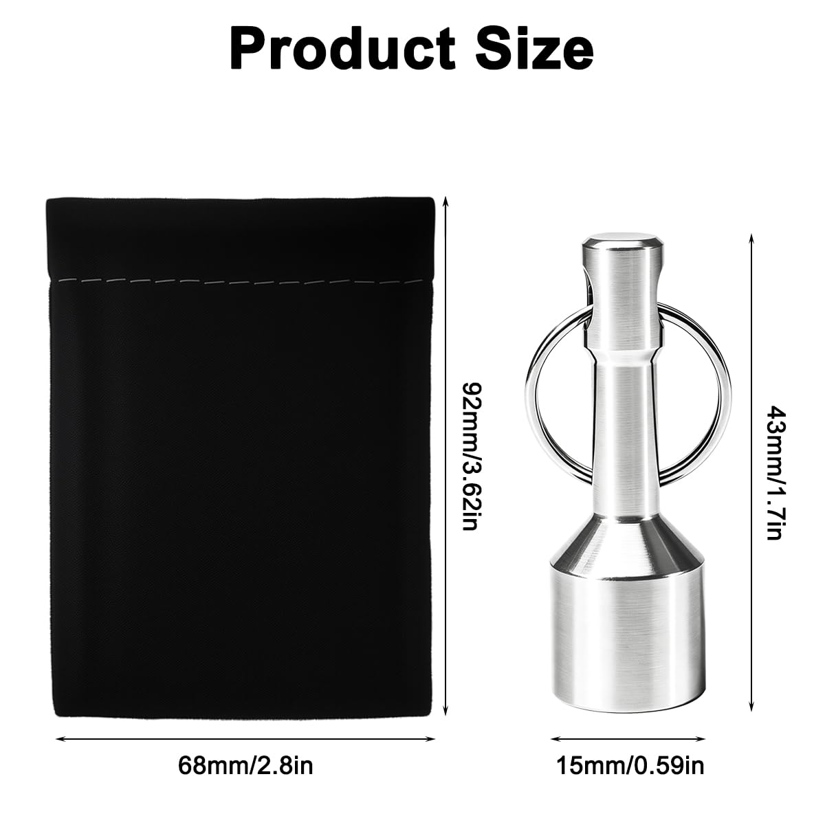 2 Pack D15mm   for Testing ,  & ,  Pocket  for Purse with   with Black  Bag, Ferrous Metals Test  and   Holder