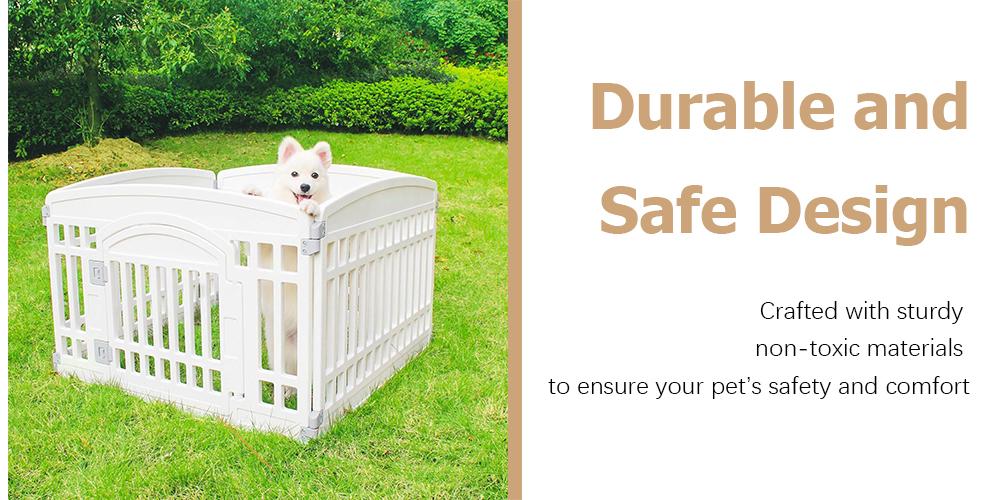 RIMIKING  Pet Playpen with Secure Gate,Flexible Modular Design,Lockable Gate,Non-Slip Base,Durable & Safe, GWL