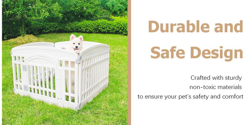RIMIKING  Pet Playpen with Secure Gate,Flexible Modular Design,Lockable Gate,Non-Slip Base,Durable & Safe, GWL