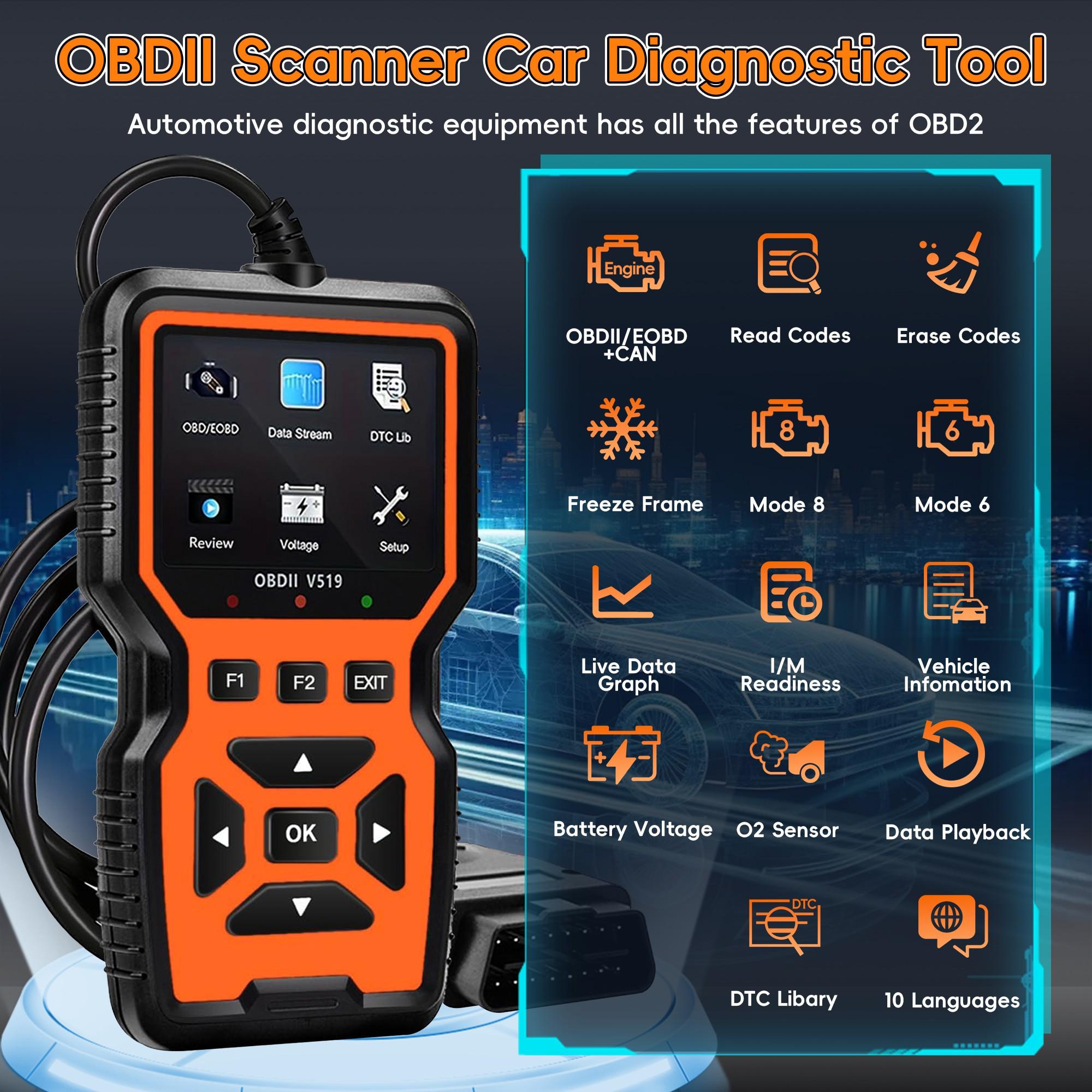 OBD2 Scanner, Car Code Reader for Check Engine Light, Full OBDII Scan Tool for Read & Clear Fault Codes,  Live Data, OBD II Diagnostic Scanner for 1996+ Cars, Automotive Scan Tool