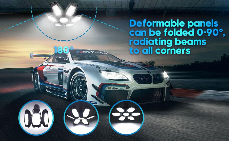 LED Garage Lights, Deformable Best Garage Light Ceiling LED Shop Lights, 150W E26/E27 LED Light Garage Lighting with 6 Adjustable Panels Garage Bulb for Basement, Attic 1/2/4 PACK LED Garage Lights, Deformable Best Garage Light Ceiling LED Shop Lights, 150W E26/E27 LED Light Garage Lighting with 6 Adjustable Panels Garage Bulb for Basement, Attic 1/2/4 PACK