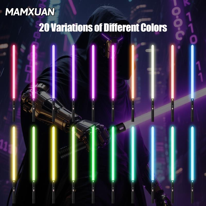 MAMXUAN,2 in 1 Double Edged Lightsaber, 20colours 2 Counts Rechargeable Toy Lightsaber with Changing LED Light, Decorative Light for Party, Gift for Friend，lightsaber for adult