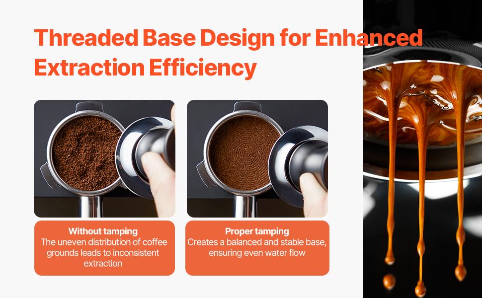 VEVOR Espresso Tamper 51mm, Spring Loaded Coffee Tamper, 30 lbs Tamper Tool Espresso, Stainless Tamper with Non-Slip Grip