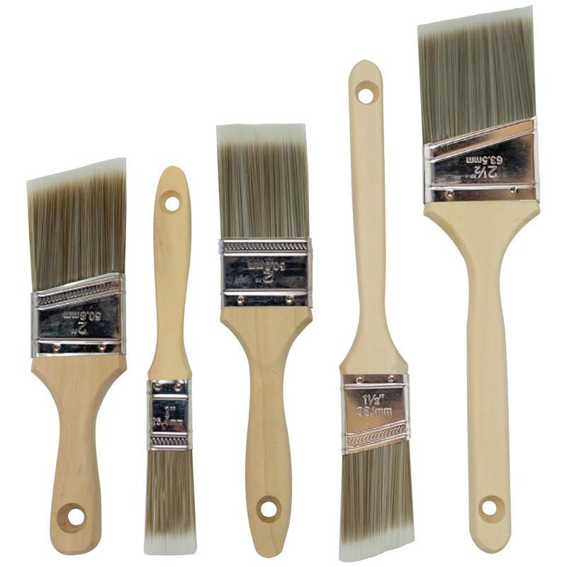 5-Piece Paint Brush Set, Flat & Angle Brushes, Diverse Brush Types for Latex and Oil Paints, Ideal for Interior & Exterior Home Improvement Projects