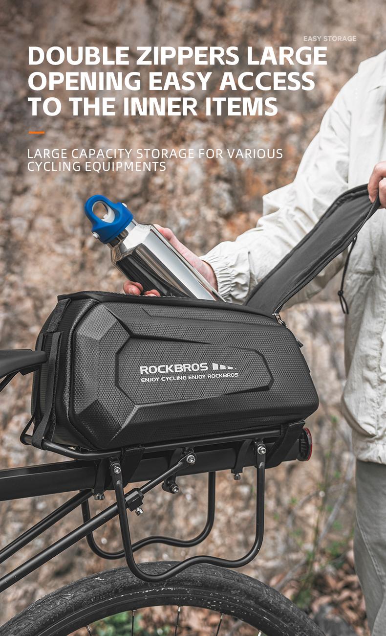 ROCKBROS Bike Rack Bags - Hard Shell Bicycle Rear Rack Bag Large Pannier for Bicycle Rear Rack Bags Bike Rear Seat Bag Bike Trunk Bag Ebike Battery Bag Bike Saddle Bag for Rear Rack Bike Accessories