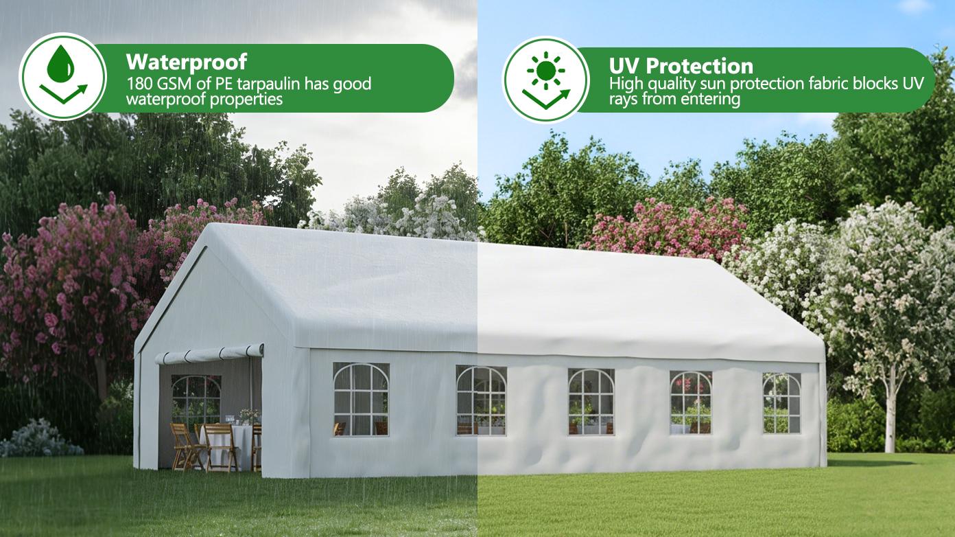 20x32 FT Party Tent with 3 Storage Bags & Removable Sidewalls, Outdoor Canopy Gazebo for Carport Camping Garden Wedding BBQ Commercial
