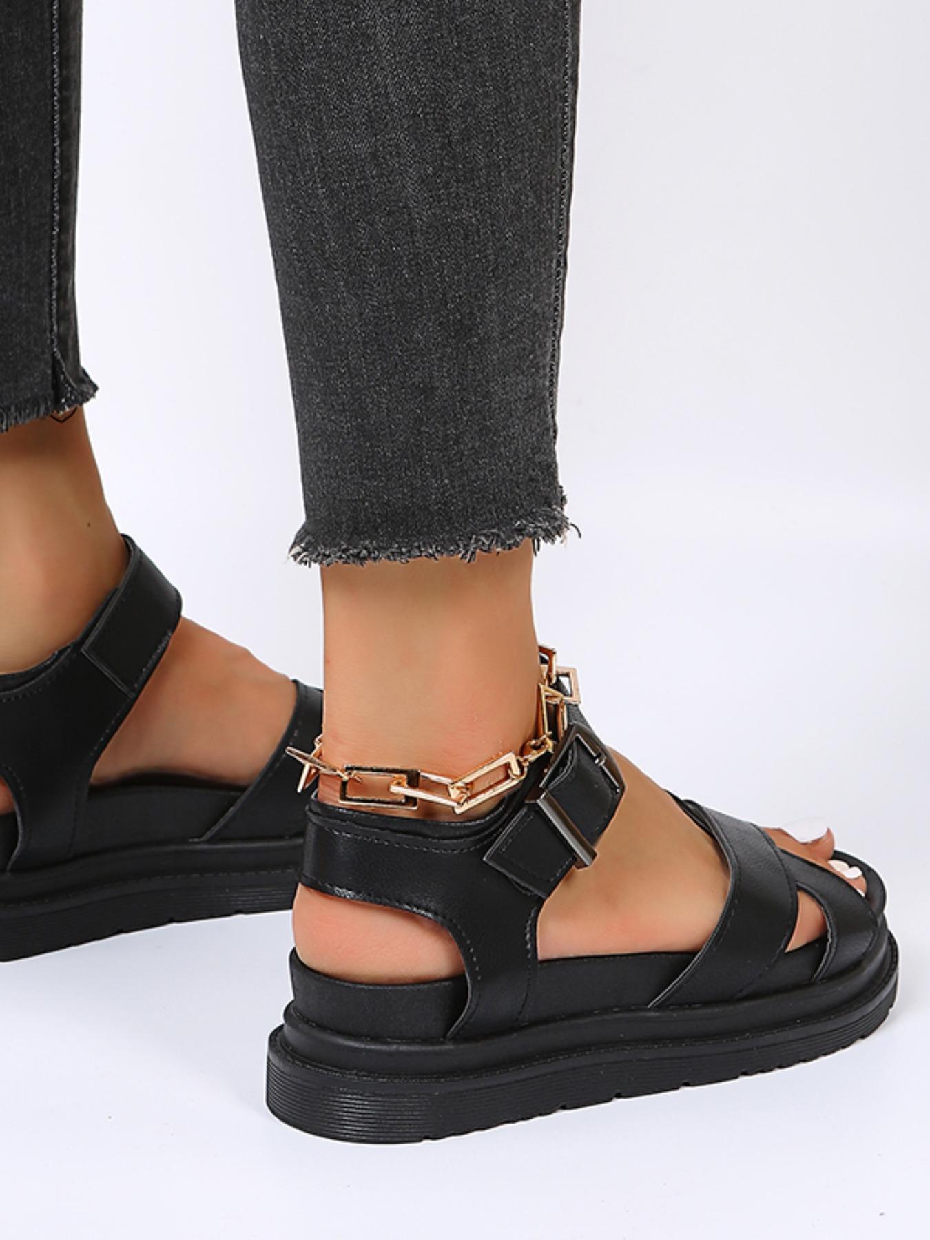 Women's Summer 2024 Fashionable Solid Color Criss Cross Strap Flatform Sandals, Casual Comfortable Wedge Sandals, Female All-match Shoes for Beach Vacation