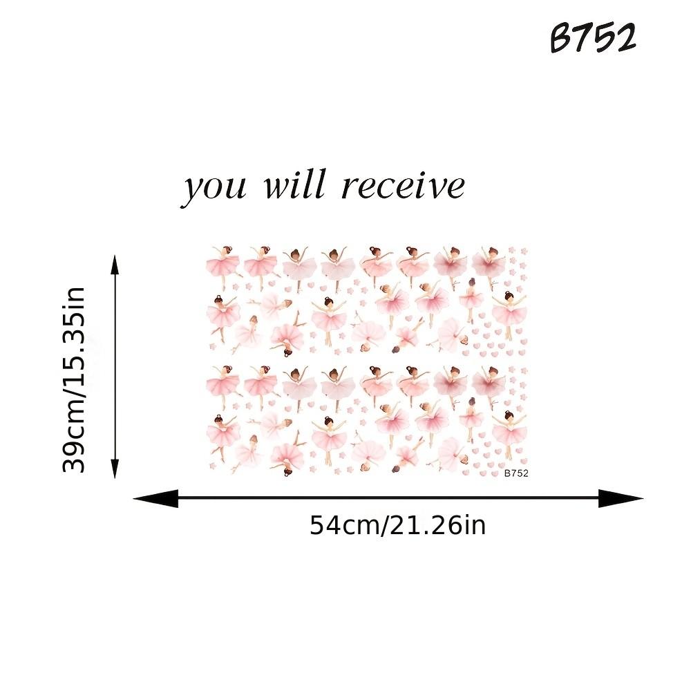 Watercolor Ballerina Fairy  Wall Stickers Heart Star Dancer Wall Decals Bedroom Living Room Decor