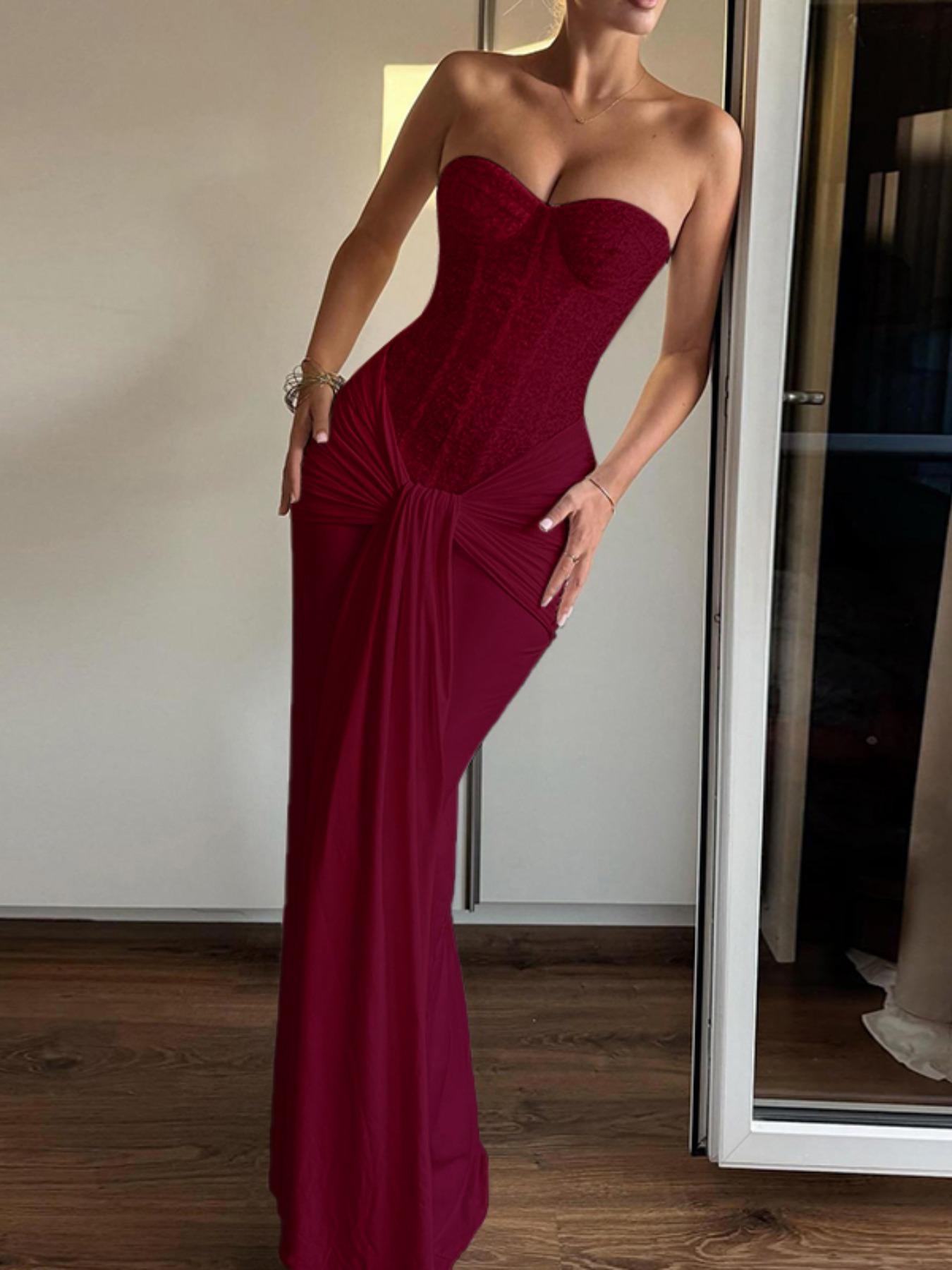 Elegant Halter Neck Dress with Flowing Sleeves, Long Sleeve Bodycon Midi Dress, Perfect for Parties & Special Occasions