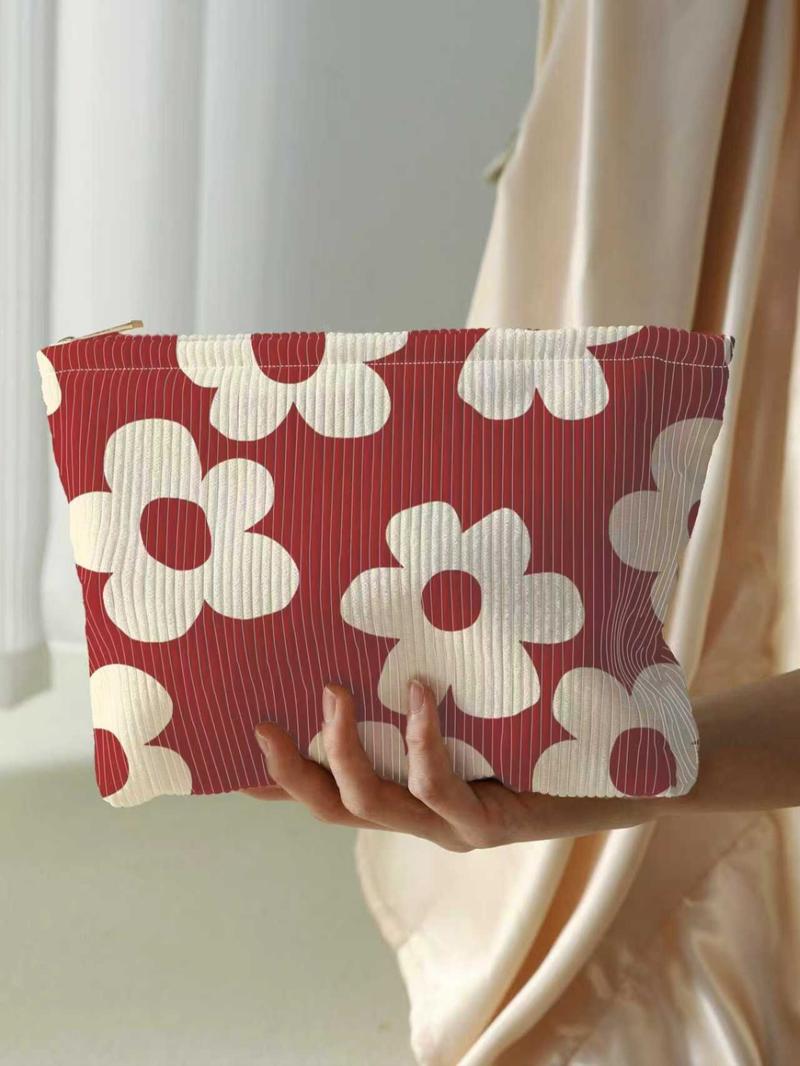 Floral Pattern Makeup Bag, Casual Versatile Storage Bag, Travel Makeup Bag, Handheld Cosmetic Pouch, Suitable for Women and All Kinds Of Occasions