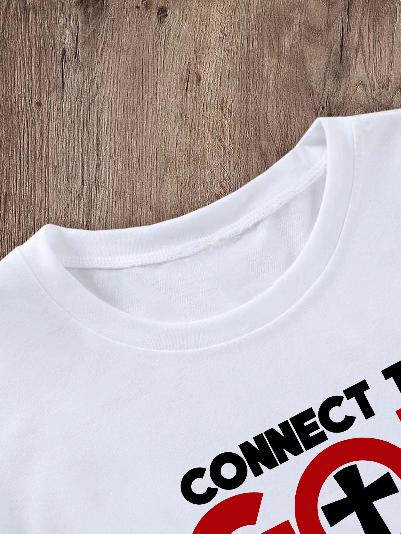 Women's Letter & Cross Print Round Neck Tee, Casual Short Sleeve Crew Neck T-shirt for Summer, Fashion Women's Top for Daily Wear, T Shirts for Women, Tshirt, Womenswear