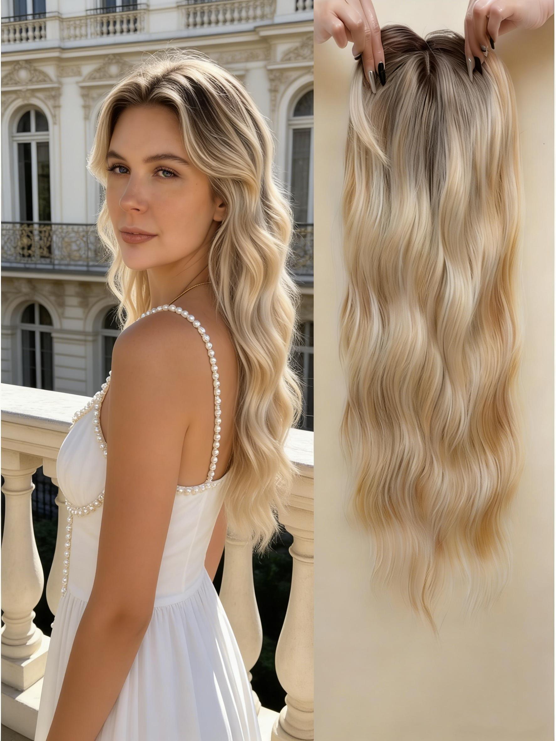 Street Style Blonde Wig! Long Loose Wave Hair Extensions, Natural Dark Root Balayage, Perfect for City Outings & Daily Fashion Looks 🏙️
