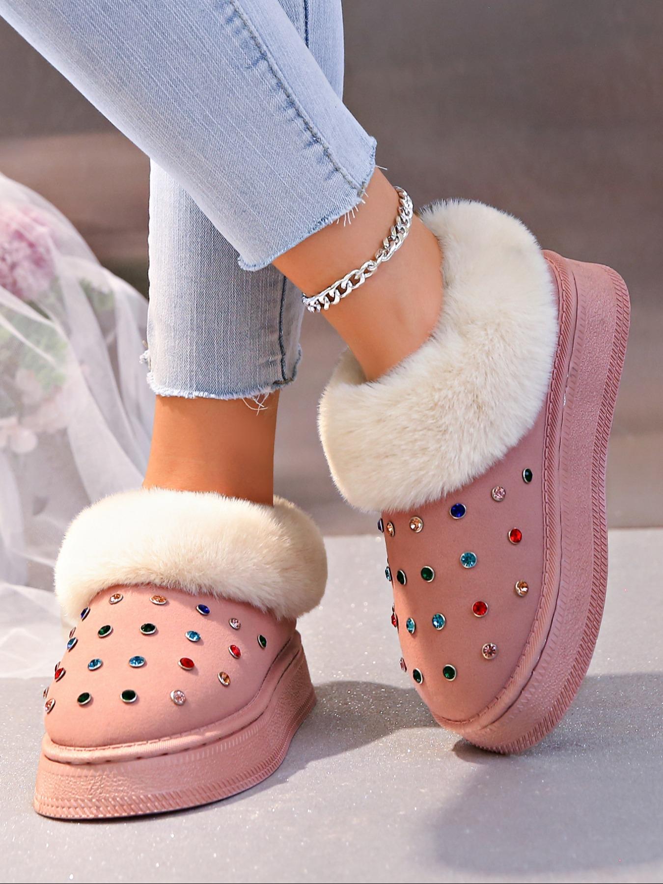 Women's Winter Casual Ankle Boots, Thick Sole Snow Boots, Warm Home & Outdoor Use, Fashionable Round Toe Short Boots, Winter Shoes