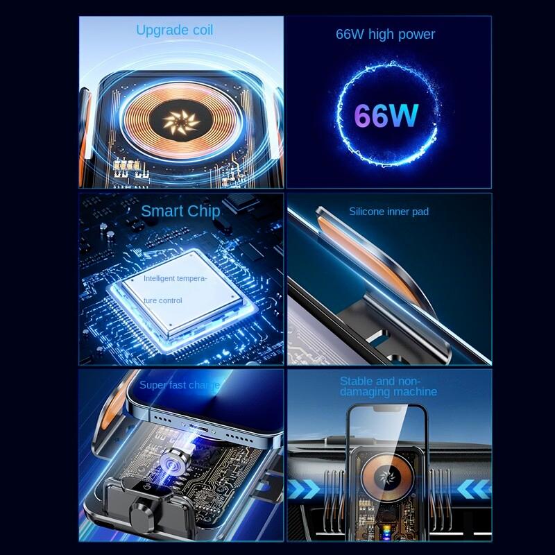 Fast Wireless Car Charger with Auto Clamping Phone Holder - Compatible with iPhone 16/15/14/13/12/11 Pro Max, Samsung Galaxy S24/S23/S22/S21, and More - Efficient Smartphone Charging for Your Car
