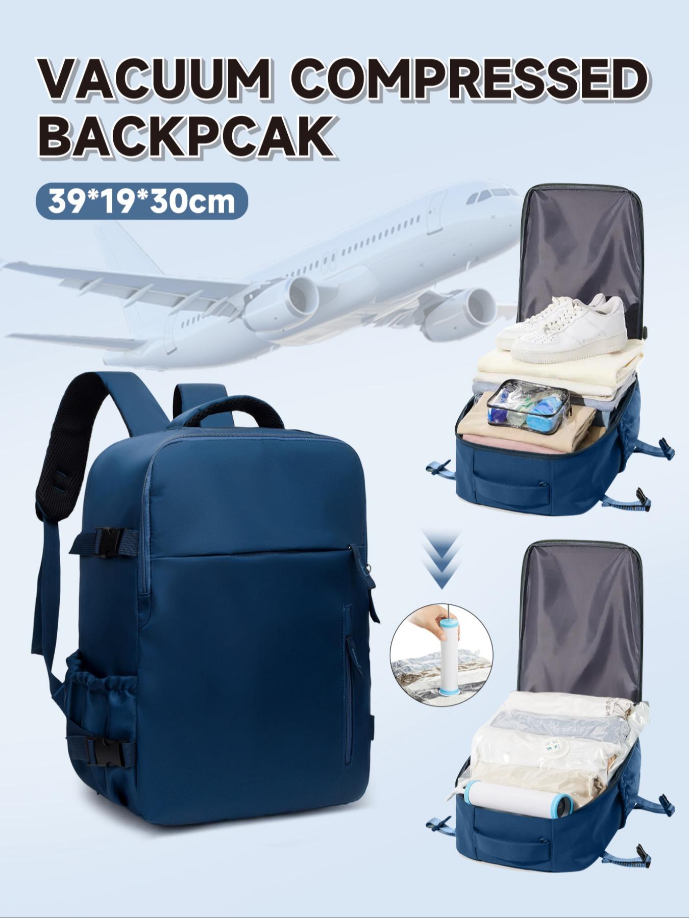 Wiz Air Cabin Bag 40*30*20Cm, Multifunctional Travel Bag, Lightweight Travel  Bag, Zipper Travel Bag, Vacuum Compression Travel Backpack with Vacuum Pump  Combo Set, Carry-On Hand Luggage, Under-Seat Cabin Bag - TikTok Shop