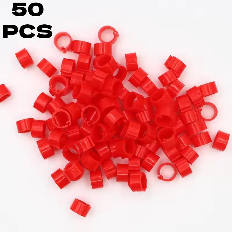 Colorful Parrot Pigeon Foot Rings Set of 50, No-Word Identifier Bands, Bird Training Tools, Plastic Anti-Drop Feet Clips, Pet Bird Accessories