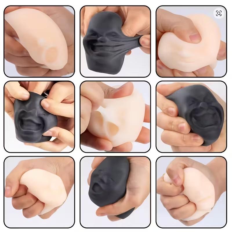 2Pcs Funny Face Ball Stress Relief Fidget Toy Set, Perfect Gift for Adults & Teens, Christmas Novelty, Classroom Reward, Fun Relaxation Item, Stress Relief Gadgets