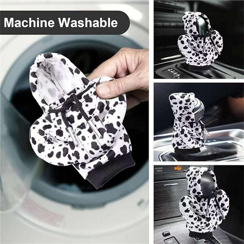 Universal Car Gear Shift Cover, Gearshifter, Shift Knob, Cow Pattern Interior Decoration, Small Sweatshirt Style, Automotive Accessories, 1pc