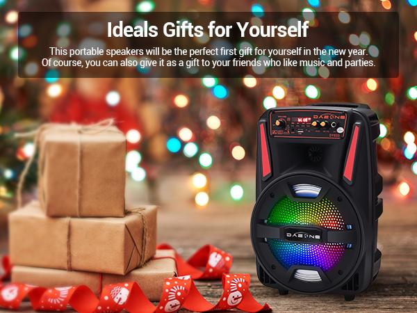Portable Bluetooth PA Speaker 8" Subwoofer Wireless Rechargeable Speaker With Microphone FM Radio LED