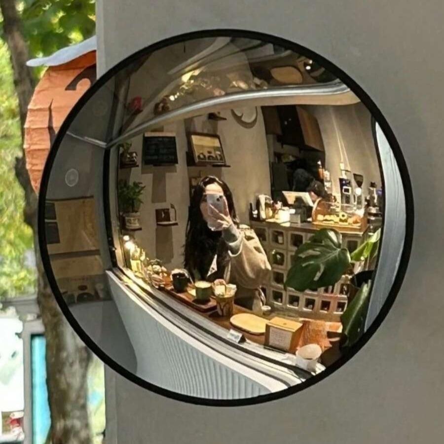 Black Art Decor Round Convex Mirror, Wide-Angle Wall-Mounted Home Decor for Living Room, Trendy Industrial Aesthetic Fisheye Decorative Mirror