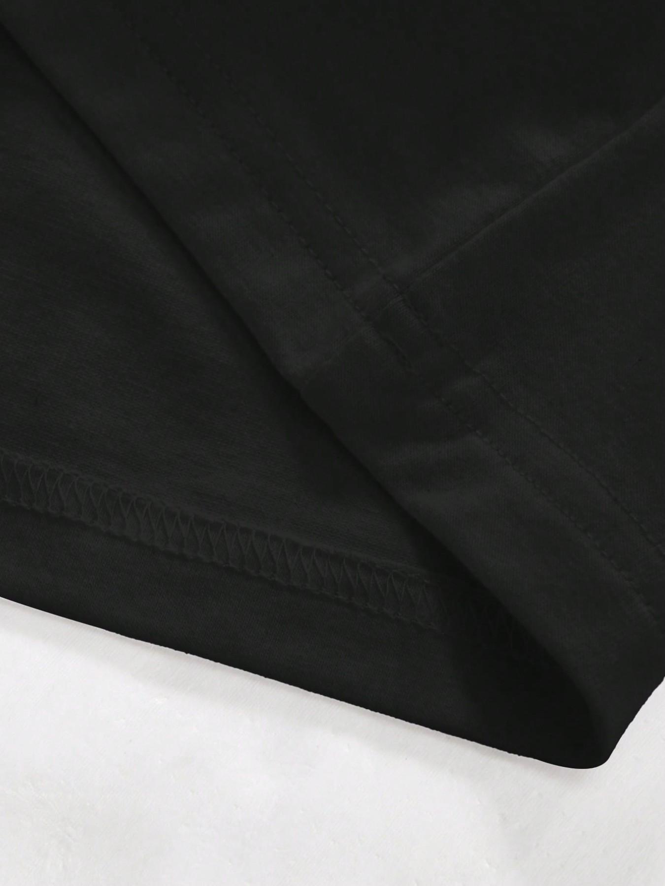 Adherent Loose Rhinestone T-Shirt, Round Neck, Face Print + Rhinestone Font, Soft Cotton Blend Fabric, Y2K Gothic Style, Casual, Daily Wear, Party, City Essential, Streetwear, Menswear