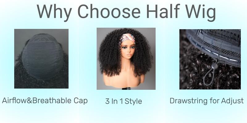 [20”Only $69] BANGJAZZ Kinky Curly Half Wig Human Hair Ready To Wear Glueless Short Curly Wigs Human Hair Upgraded Drawstring Cap 200% Density Wigs for Women Beginner Friendly #FallFreshness
