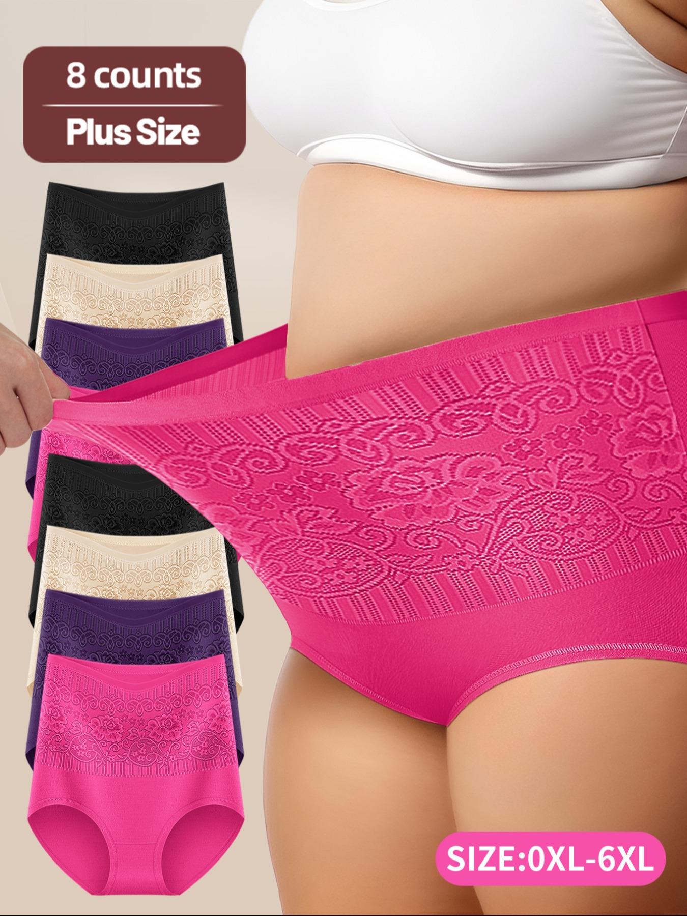 【Plus Size】 Solid Color High Waist Panty, Soft Comfy Breathable Knicker for Daily Wear, Women's Underwear for All Seasons