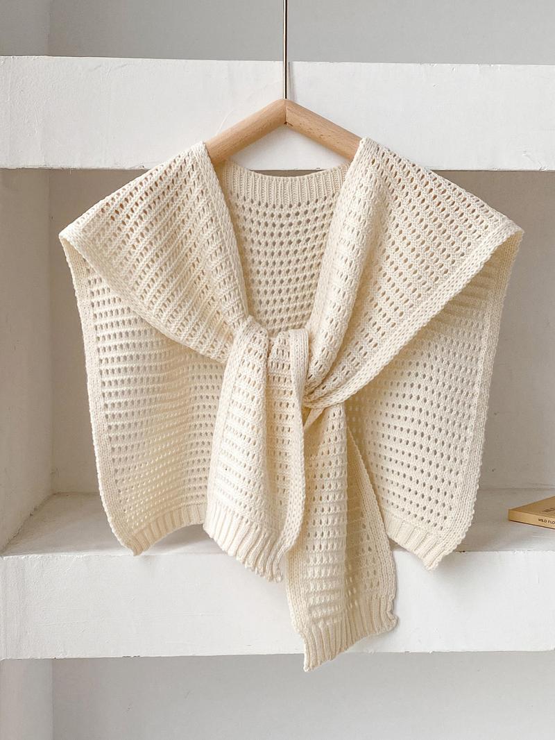 Solid Color Knit Shawl, Knitted Scarf, Casual Lightweight Scarf Shawl for Women, Fashion Elegant Shawl for Daily Wear, Trendy All-match & Exquisite Scarf for Birthday Gift