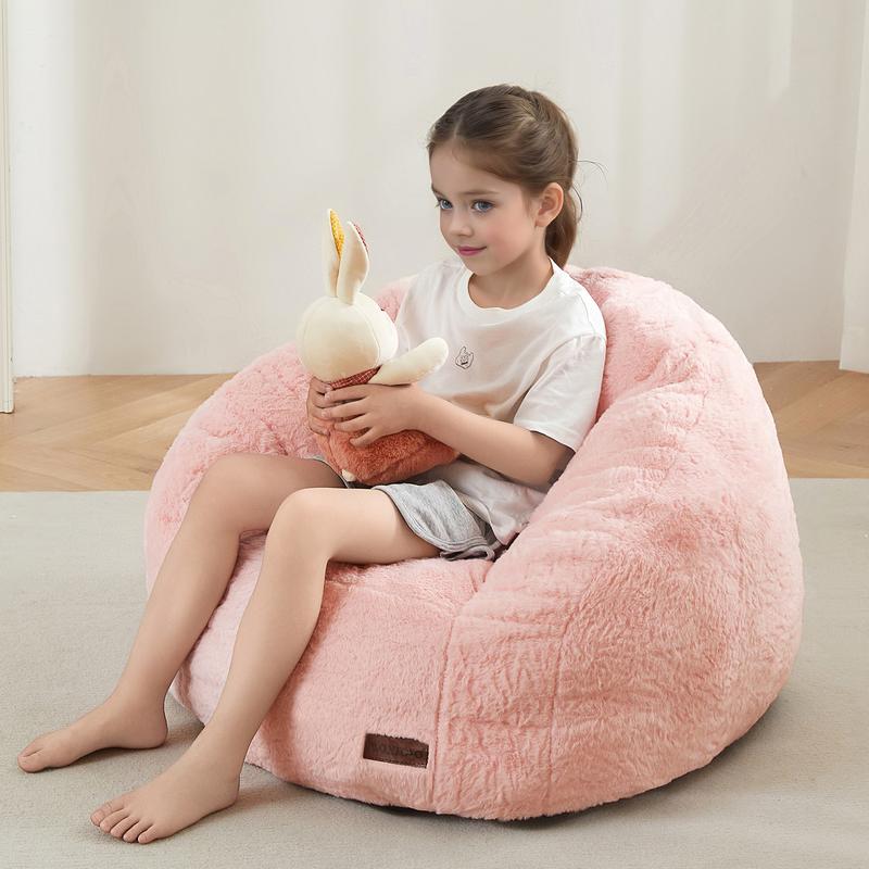 [Cute Size] MAXYOYO Shell Shaped Bean Bag Chair, Soft Faux Fur Seating for Indoor Use, with High-Quality Foam Filling
