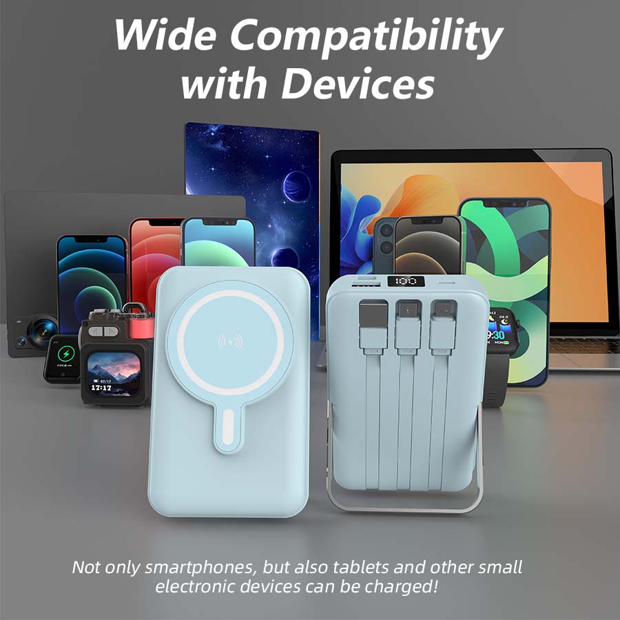 Magnetic Power Bank, 10000mAh Foldable Wireless Portable Charger with USB-C Cable, 3 Ports, LED Display, Compatible with Mag-Safe Battery Packs, 22.5W PD Fast Charging, Compatible with iPhone 16/15/14/13/12 Pro/Pro Max/Plus/Mini