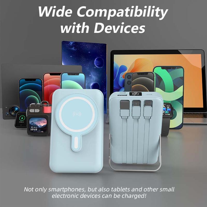 Magnetic Power Bank, 10000mAh Foldable Wireless Portable Charger with USB-C Cable, 3 Ports, LED Display, Compatible with Mag-Safe Battery Packs, 22.5W PD Fast Charging, Compatible with iPhone 16/15/14/13/12 Pro/Pro Max/Plus/Mini