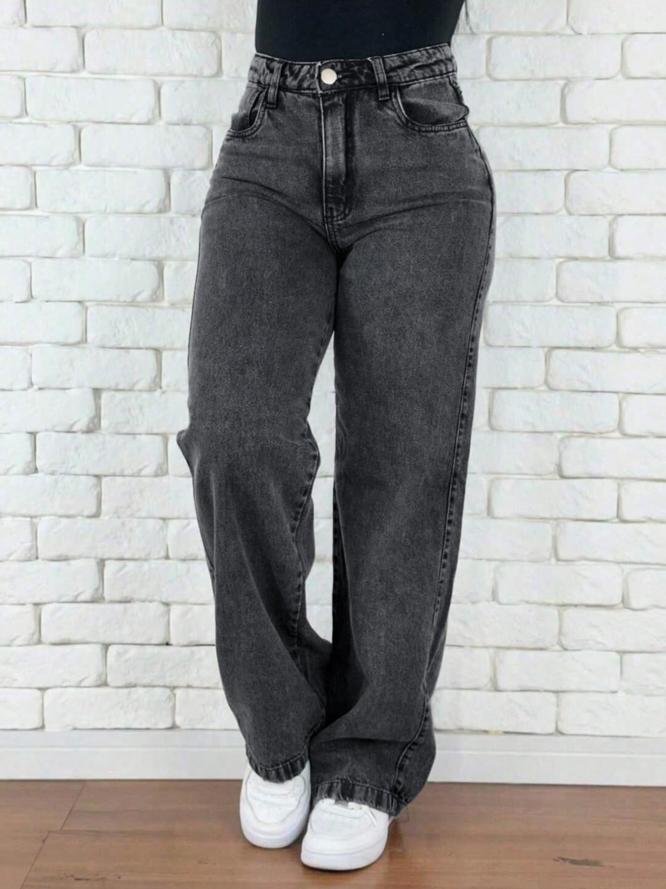 Ezwear Women's High Waist Wide Leg Jeans, Casual Comfortable Fit, Perfect for Daily Wear, Fashion Trendy Ladies' Clothing