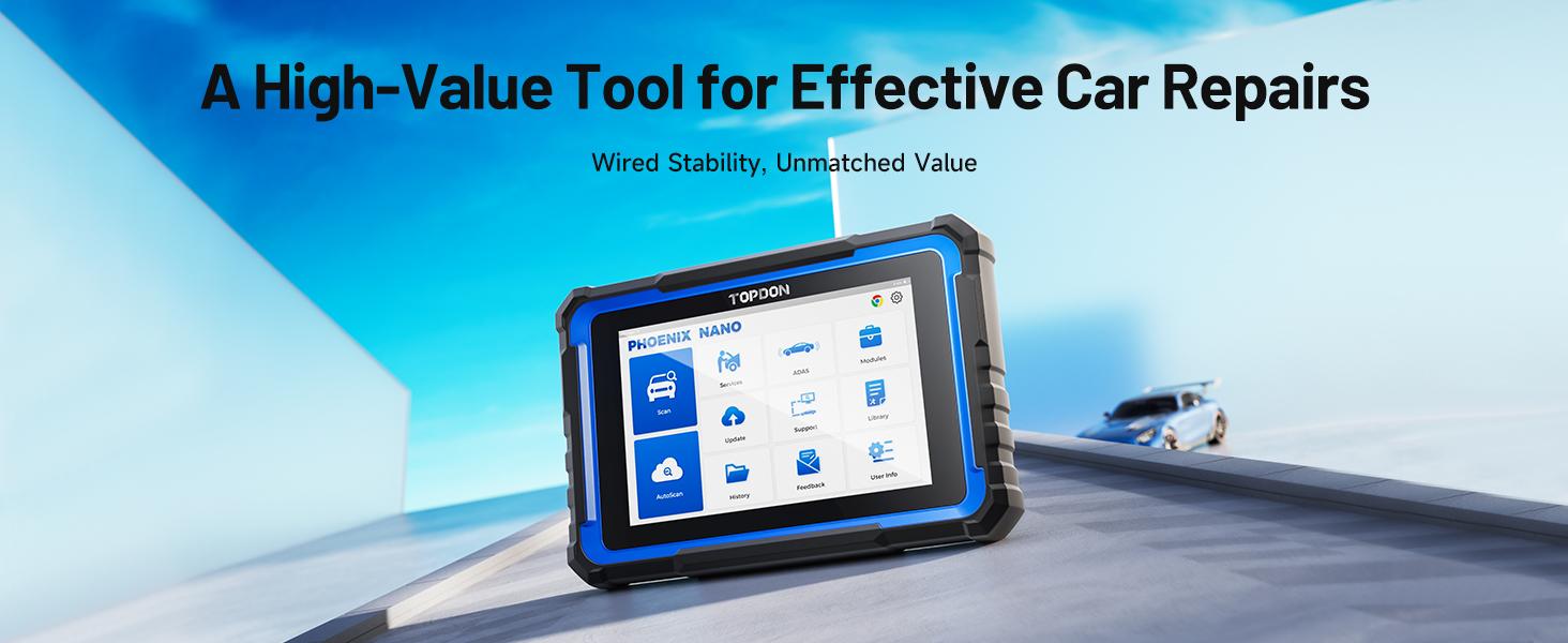 TOPDON Phoenix Nano, Bidirectional Scan Tool, ECU Coding Tool, FCA AutoAuth, CAN FD/DoIP Protocols, 32+ Special Functions, Full System Diagnostic, Free Updates for 2 Years