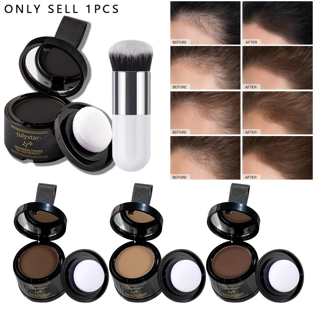 Multifunctional Hairline Filling Powder, Come with Free Makeup Brush, Natural Blending Conceal Receding Hairline, Dual Use as Eyebrow & Face Contour Powder, Compact Case with Mirror and Soft Puff, Long Lasting Non-Flyaway Hair Makeup for Women