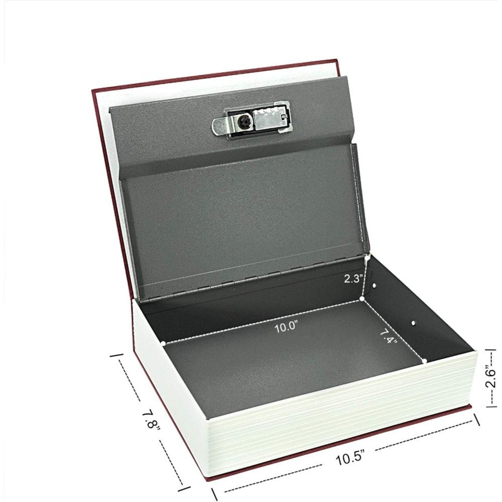 Book Shaped Jewelry Box with Combination Lock, Hidden Metal Storage Container for Rings Necklaces Earrings, Discreet Passport Cash Organizer, Large/Small Fake Book Keeper for Shelf