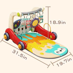 Baby Play Mat Baby Gym,Play Piano Tummy Time, Floor Activity Center,Baby Seat,Infant Baby Walker - Toddler Push Walker, Boy & Girl Gifts for Newborn Baby Toddler Sensory Cute