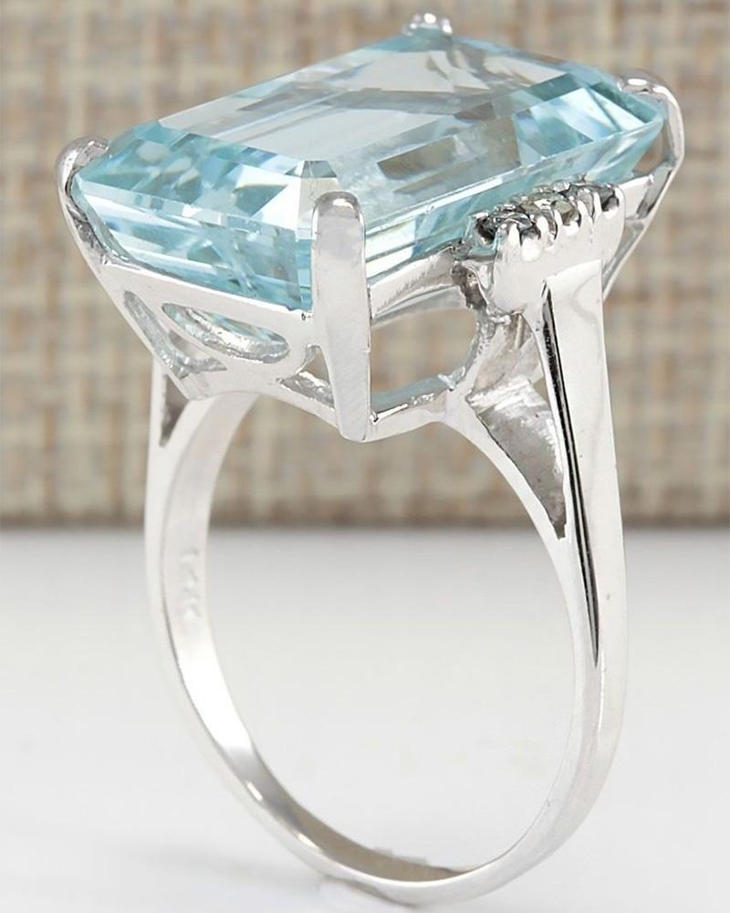 Fashion Princess Engagement Jewelry 16.42CT Natural Aquamarine Gemstone 925 Silver Wedding Promise Ring Size 5 -11
