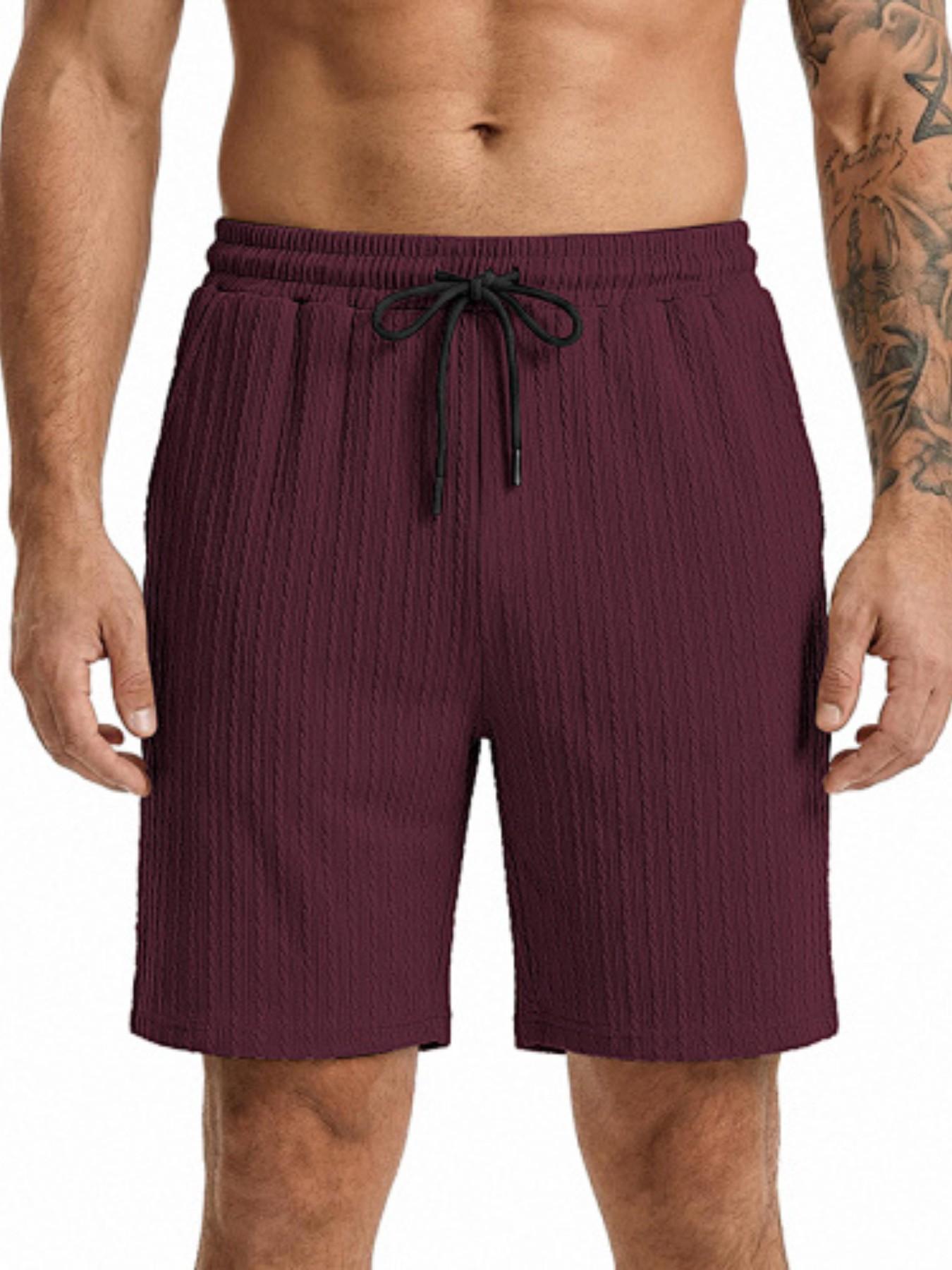 Men's Summer Three-Dimensional Texture Loose Five-Panel Shorts! Elastic drawstring waistband for non-restrictive fit, breathable and quick-drying, ideal for home, vacation, and daily wear
