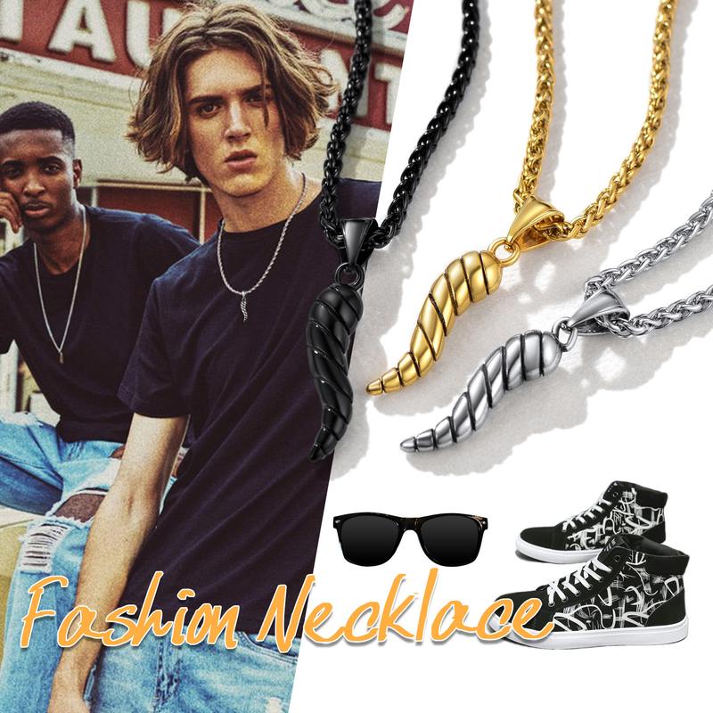 U7 Italian Horn Pendant for Men Women Cornicello Necklace 316L Stainless Steel Men Jewelry