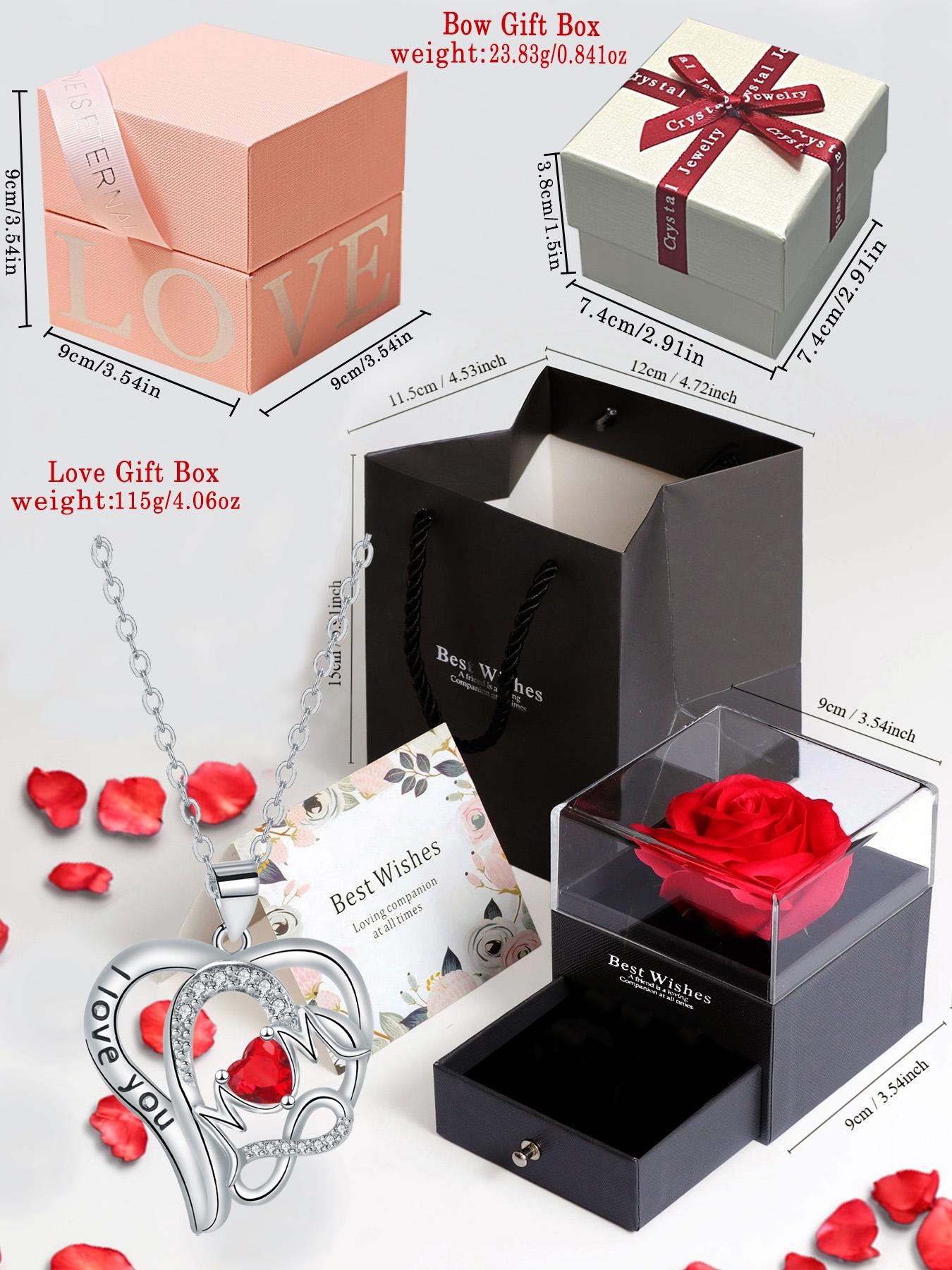 Rose gift box "MOM" heart-shaped letter pendant, engraved L LOVE YOU necklace&exclusive birthday and holiday Christmas gift for mom, Jewelry Gift