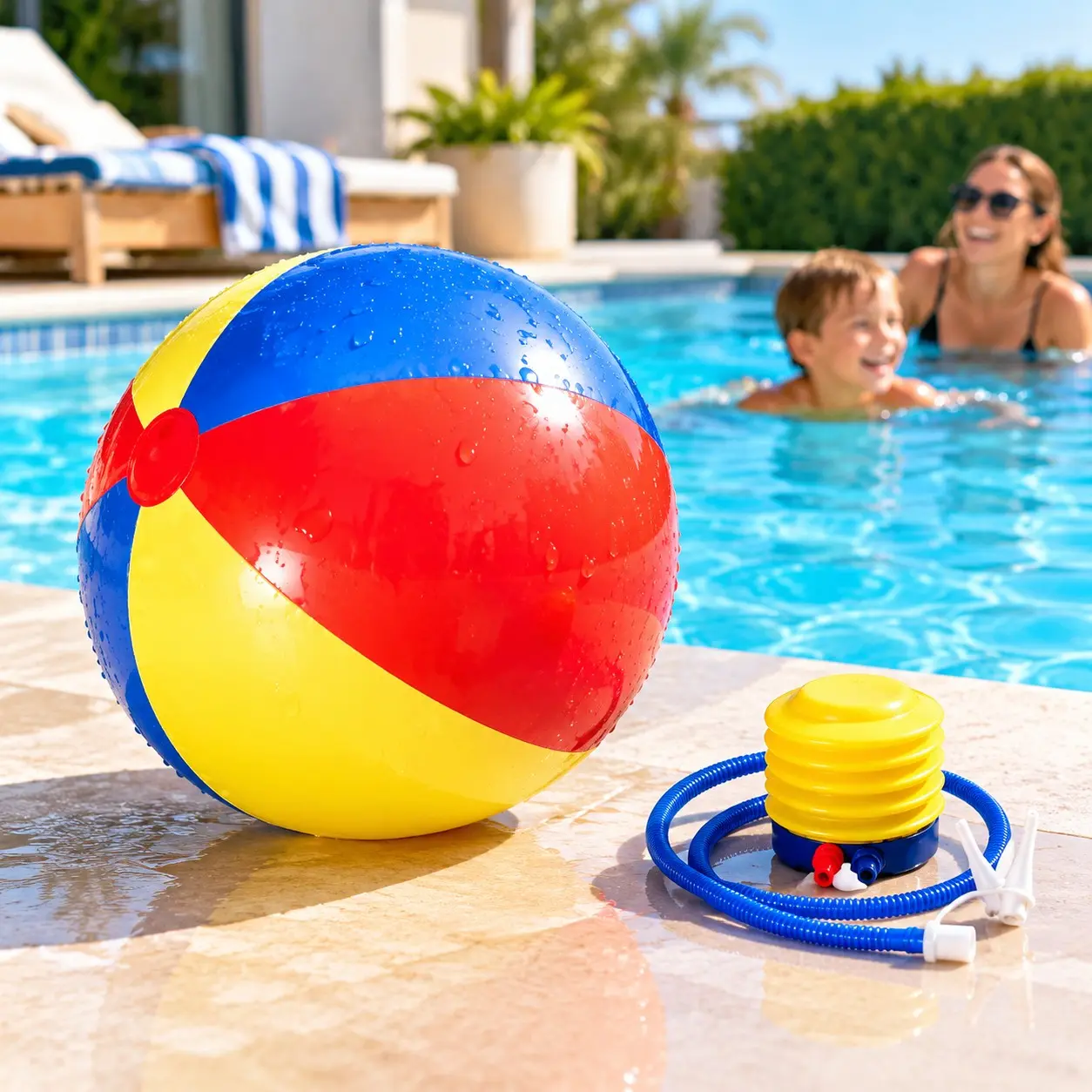 Multicolor Giant Inflatable Beach Ball, Large Swimming Pool Party Prop, Summer Outdoor Family Water Toy, Pool Inflatables, Pool party, suitable for pool party scenes, can be placed indoors or outdoors.